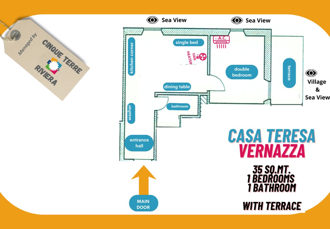 Appartamento a Vernazza - Casa Teresa with AC and Sea View Balcony
