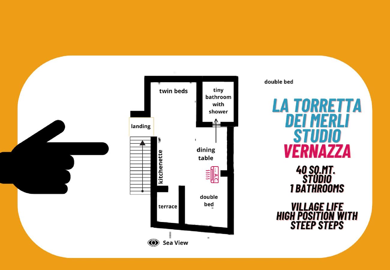 Studio a Vernazza - La Torretta dei Merli Studio with Unique Views