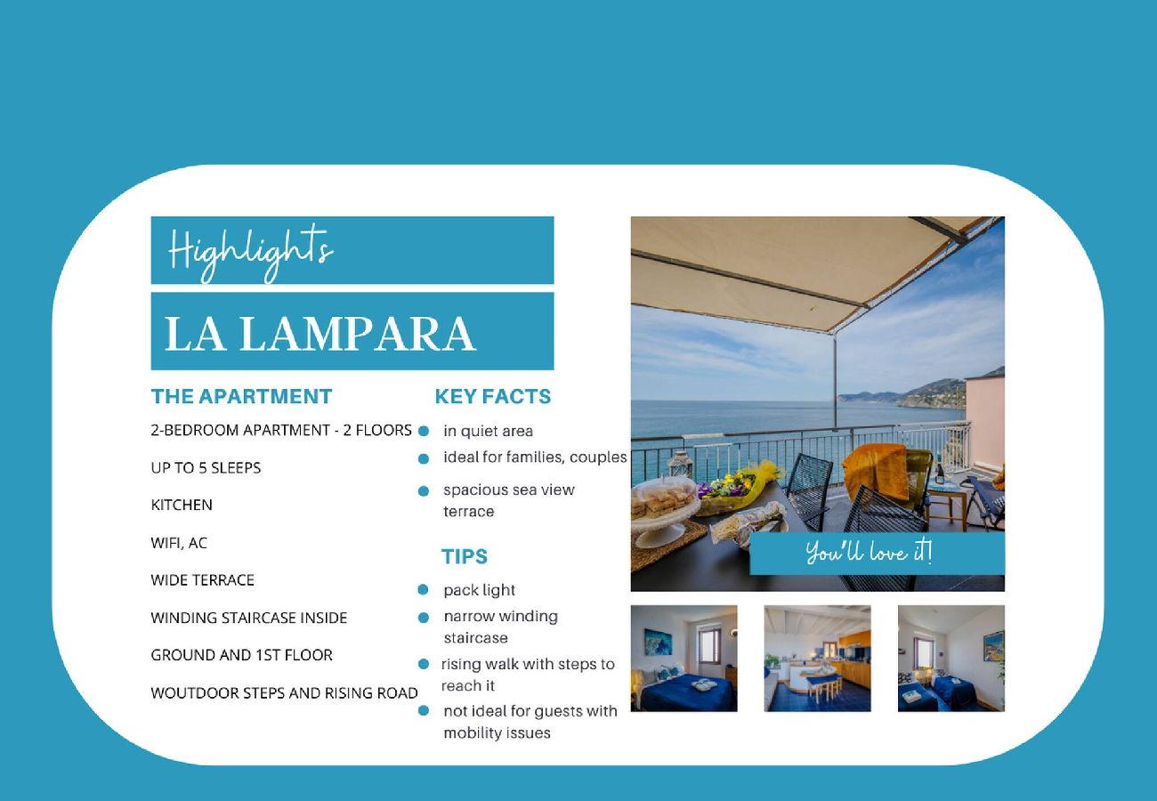 Appartamento a Manarola - La Lampara Sea View Terrace Apartment with AC