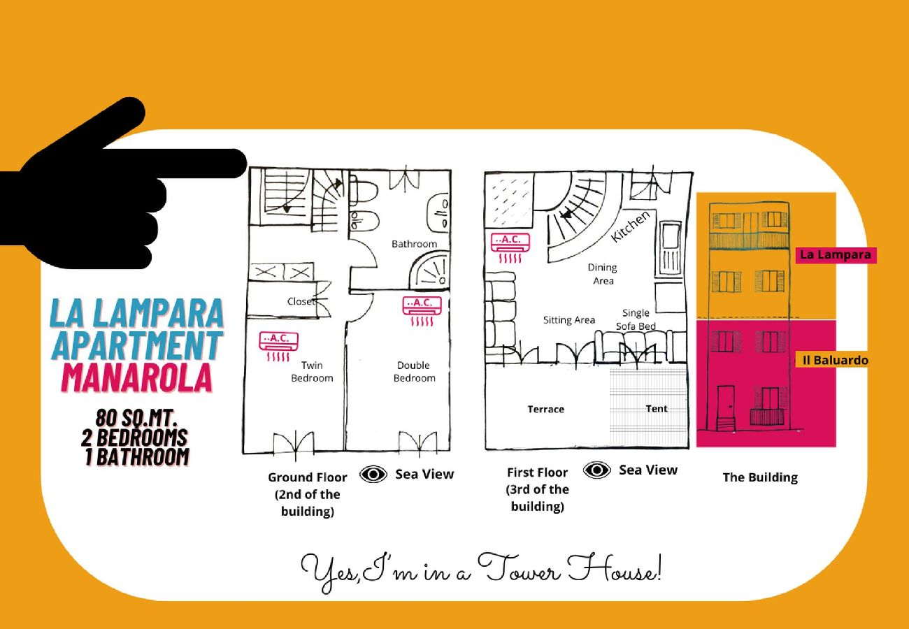 Appartamento a Manarola - La Lampara Sea View Terrace Apartment with AC