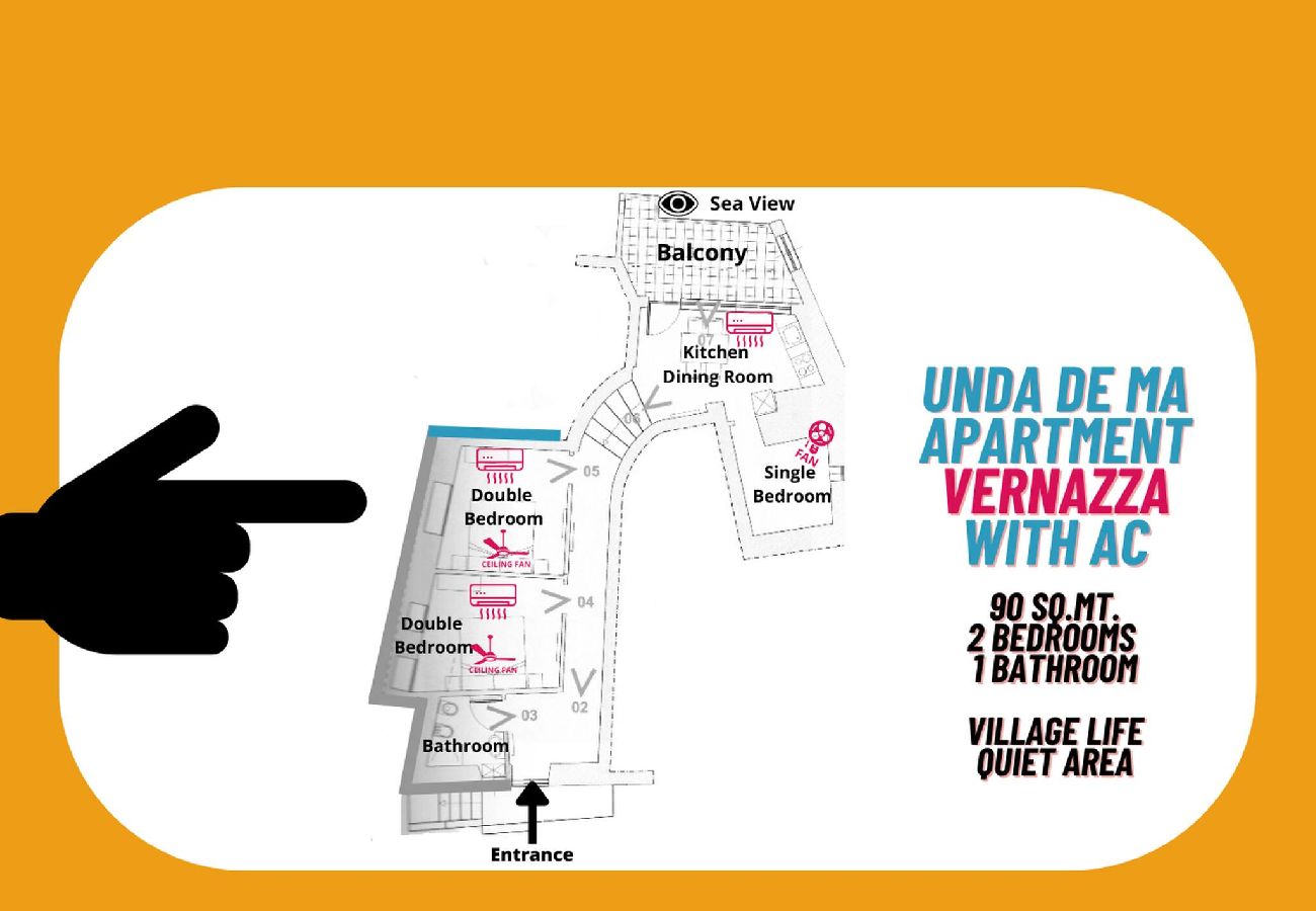 Appartamento a Vernazza - Unda de Ma Apartment with AC & Sea View Balcony