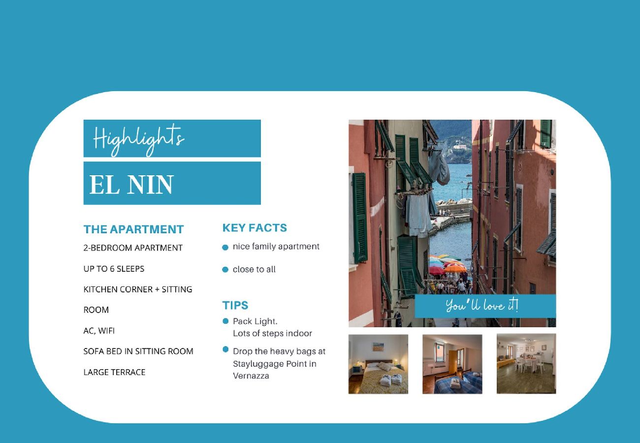 Apartment in Vernazza - El Nin Apartment with Terrace & AC