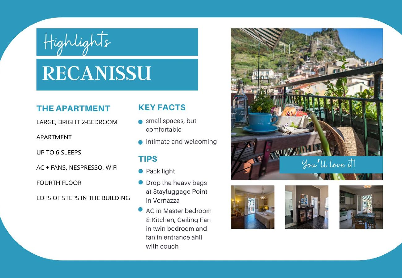 Apartment in Vernazza - Recanissu Apartment with Balcony & AC