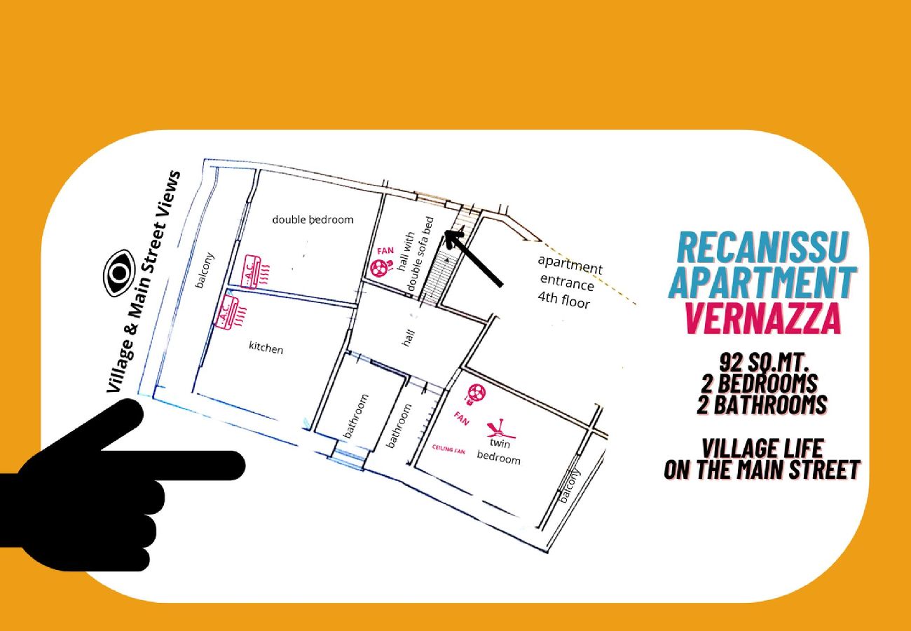 Apartment in Vernazza - Recanissu Apartment with Balcony & AC