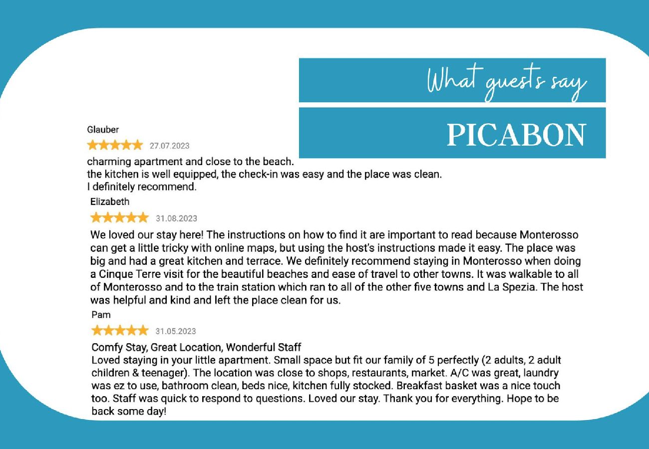 Apartment in Monterosso al Mare - Picabon Quiet Apartment with AC & Balcony