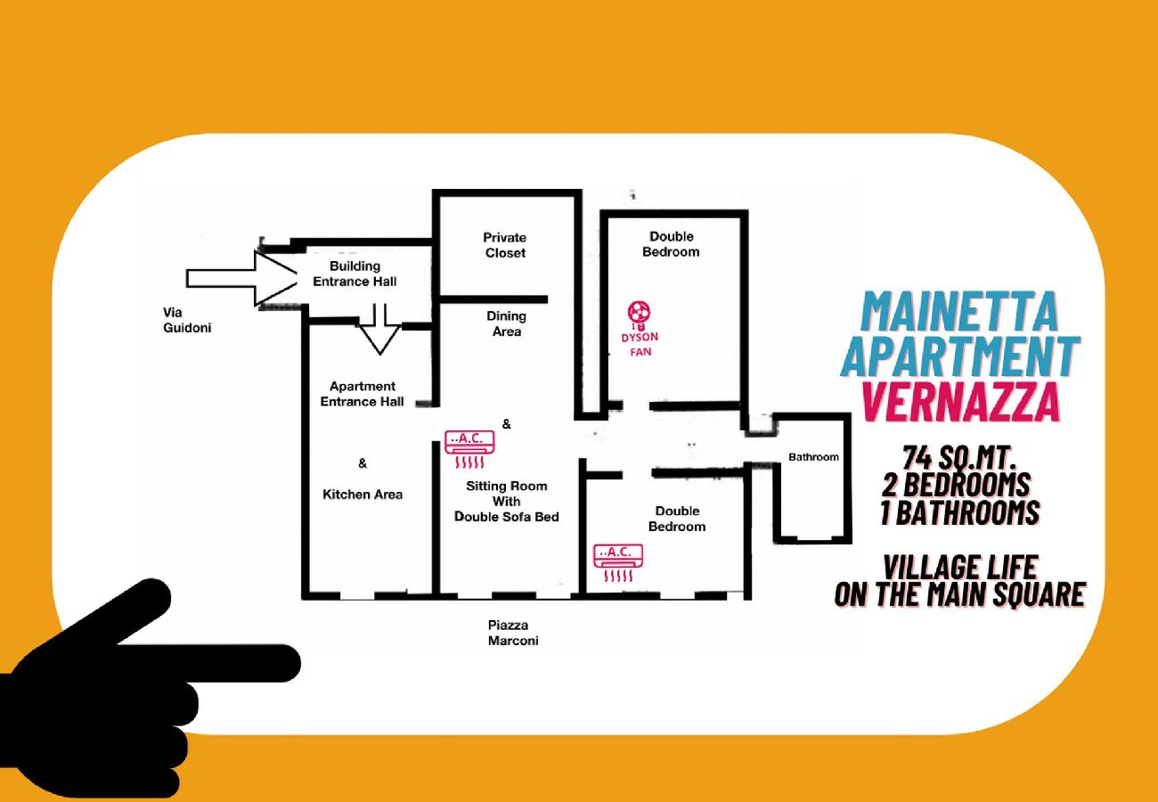 Apartamento en Vernazza - Mainetta Sea View Apartment with AC