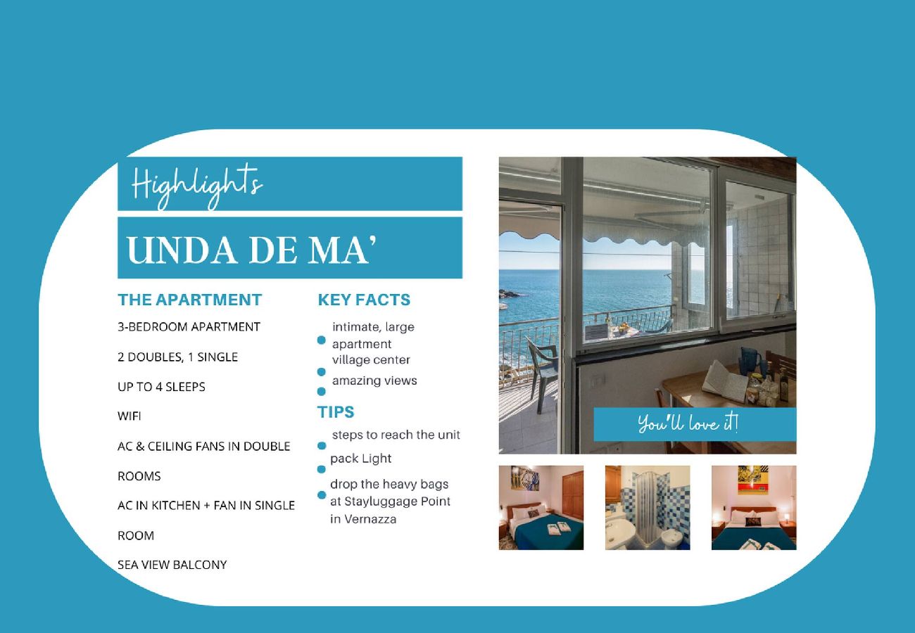 Appartement à Vernazza - Unda de Ma Apartment with AC & Sea View Balcony